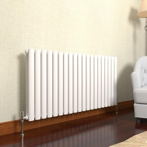 GY Bath Horizontal Radiator White Oval Column Designer 600x1180mm Double Modern Central Heating Rads
