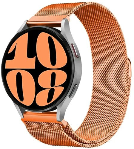 XIAOFEIGUN Bracelets en métal, bracelet de montre à dégagement rapide compatible avec Samsung Galaxy Watch 6/5/4/3/Galaxy Watch 4 40 mm 44 mm/Watch 4 Classic Femme Homme (Color : Orange)