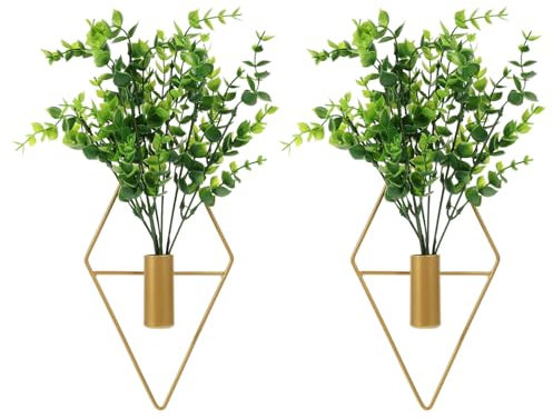 Cabilock 2juegos Maceteros Colgantes Decorativos De Hierro con Plantas Artificiales Diseño Geométrico y Estilo Vintage para Paredes Interiores