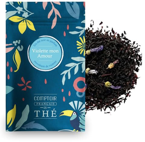 Thé Noir Violette Mon Amour COMPTOIR FRANÇAIS DU THÉ | 100g de Thé noir aromatisé à la violette | A déguster tout au long de la journée