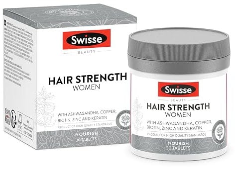 SWISSE Hair Strength Women - Hair Supplements for Women with Biotin Zinc Copper, 30 Tablets - Supplement with Keratin for Strong Hair, Strengthening & Tonic-Adaptive Actions, Hair Care - Made in Italy