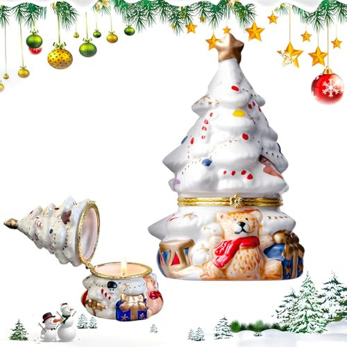 Cera de Soja Velas, SilverChry Velas Navideñas, Vela Árbol Navidad Decoración, Velas Aromáticas, Velas Decorativas, Velas Perfumadas Regalo, Velas Arbol Navidad, Vela Aromatica (Blanco)