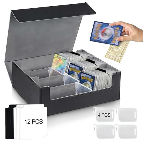 ZTBFHLZQ Sammelkarten-Aufbewahrungsboxen für 1800+ Karten,Magnetic Kartenbox Spielkarten,Aufbewahrungsbox Kartenspiel Box,Leather Deck Case mit Trennwänden,Für Schützt Karten