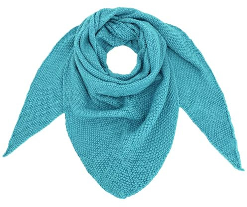 irisaa Damen Schal, weich Strickschal Dreieck, Deckenschal Herbst Winter Halstuch für Frauen und Mädchen, Lang dreieckstuch 195 * 80cm, Schal Farben 2020:Türkis Blau