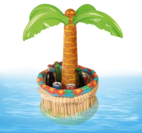 Vassoio galleggiante per piscina, portabevande galleggiante, barra galleggiante isolata di grande capacità, decorazione per feste in piscina con albero di cocco, bar da piscina portatile per bevande,