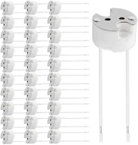 Asfrode 60 x GU5.3 Fassung mit 15cm Silikonkabel, 12-250V 100W 0,5mm² Kabeldurchmesser Keramik Fassung MR16 Sockel Keramiksockel für LED Spots und Halogen Lampen Stiftsockel Fassung