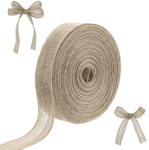Mynoozi 2 Rollen Juteband, 10m Lang Sackleinen Bänder Geschenkband Naturband Jute Wickelband für Geschenke, Blumensträuße, Weihnachtskränze