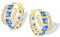 Mesovor Goldene Doppel Creolen Ohrringe für Damen, 14K Vergoldete Farbige Zirkonia Creolen Ohrringe, Gold Earrings, Schmuck Geschenke (Blau)