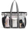 G4Free Bolsa de playa impermeable para mujer, bolsa transparente de gran capacidad para piscina con compartimento húmedo para fin de semana, viajes, vacaciones, transparente, Black, 18.9 x 11.8 x 7