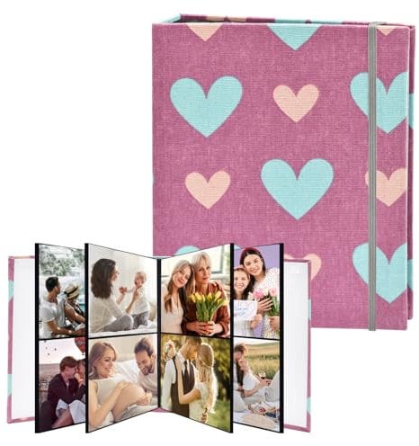 Cyiecw Fotoalbum Einsteckalbum für 200 Fotos 10x15cm, Leinenbezug Fotobuch Slip in, 50 Schwarze Seiten, Perfekte Geschenk für Mutter Familie Hochzeiten Reisen Baby