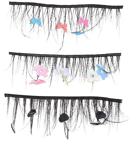 NOLITOY 3paires Faux Cils Colorés Avec Sequins Cils De Festival Faux Pour Maquillage Éblouissant Et Événements Spéciaux