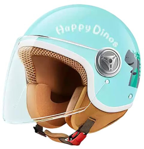 Casco De Moto para Niños, Casco De Scooter, Casco Jet con Visera Solar, Casco De Scooter para Niñas, Casco De Ciclomotor para Niños, 48-55 Cm, para Niños De 3 A 15 Años (C, 48-54cm)