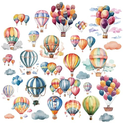 CRASPIRE Heißluftballon Fensteraufkleber, Wolken-Wandaufkleber, 8 Blatt | Antikollisionsaufkleber, PVC, Wasserdicht Selbstklebend, Vinyl Glas Wandaufkleber, Abziehen Und Aufkleben Für Zuhause Wand