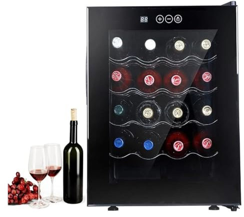 Pink Beryl 16 Bottle Electric Wine Chiller, Commercial Constant Temperature Wine Refrigerator, Free-Standing Wine Cooler Drinks Fridge, Indoor Red Wine Cabinets with Glass Door