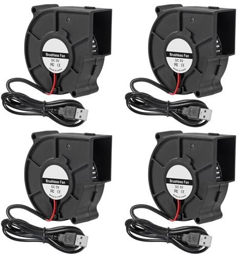 4pcs 75x30mm Blower Cooling Fan Turbine Centrifugal Fan 5V Brushless USB Fan Sleeve Bearing/Dual Ball Bearing 2 pin Computer Fan Multi Used