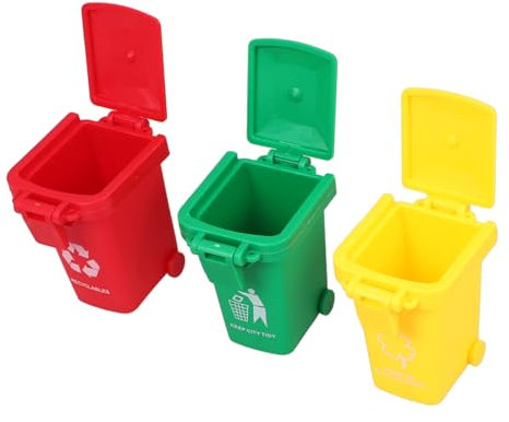 SUPVOX 3 Piezas Mini Papelera de Juguete para Basura Educativo para Clasificación de Residuos Organizador de Escritorio para Hogar Escuela y Jardín