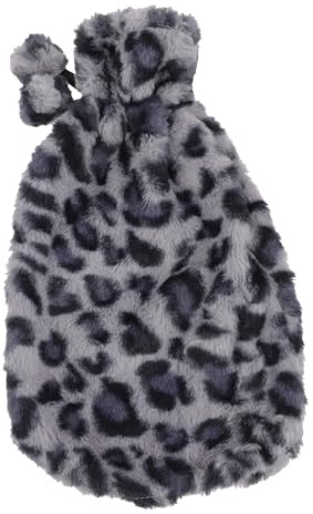 Wärmflaschenbezug aus Plüsch mit Verschluss, Blaues Leopardenmuster