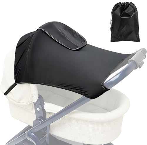 Forbabe Universal Sonnensegel Kinderwagen mit Sichtfenster Wasserdicht | Verstellbarer Kinderwagen Sonnenschutz UV Schutz für Kinderwagen Buggy mit Aufbewahrungsbeutel (Schwarz)