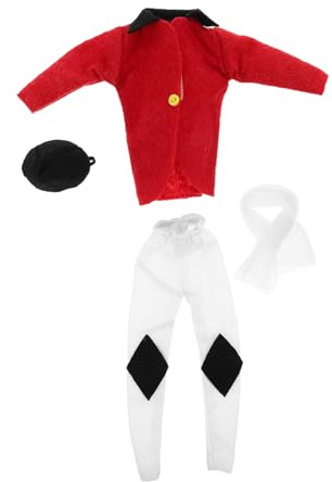 SOIMISS Reitkleidung für Puppen Rottöne mit Hut Hose Jacke und Schal Puppen-reitset Mini-Puppen-reitoutfit Puppenkleidung für Sammler und Spielzeug