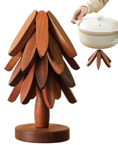 Hitburu Holz Baum Untersetzer,Holz Isolier Untersetzer Baum | rutschfeste Tassenuntersetzer Set,für Kochgeschirr Herd Tasse heiße Gerichte Schüssel Küche Esstisch Wohnheim