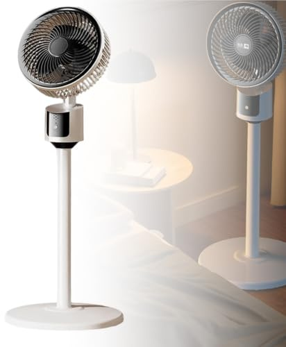 Standing Fan for Bedroom, 20dB Ultra Quiet Pedestal Fan with 3 Speeds, 90° Oscillating Floor Standing Fan, 7200mAh USB Rechargeable & Adjustable Height, Portable Air Cooler for Home Office (White)