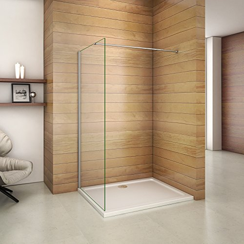 900x1850x6mm paroi de douche walk in verre anticalcaire avec barre fixation la pince 360° 900mm