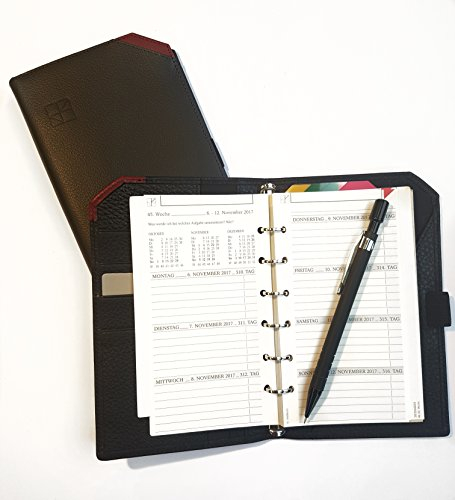 Terminplaner HelfRecht Ringbuch Team-Line aus Leder/Wochenplaner/Tagespläne für 2024-13-mm-Ringmechanik - Griffecke burgund