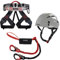 ALPIDEX Kletterhelm Klettergurt + Stubai Klettersteigset Basic 3.0, Farbe:Pebble Grey, Größe:Gurt - Universalgröße/Green Pepper
