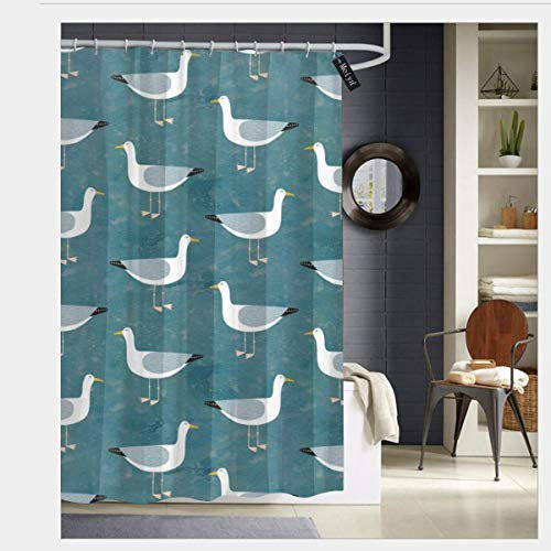 Sotyi-ltd Slightly sarcastic seagull Shower Curtains with 12 Hooks,Durable Waterproof Fabric Bathroom Curtain 72 x 72