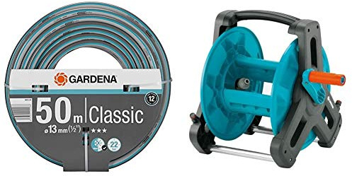 Gardena Classic Schlauch 13 mm (1/2 Zoll), 50 m: Universeller Gartenschlauch aus robustem Kreuzgewebe & Classic Schlauchtrommel 50: Wasserschlauchtrommel für Gartenschlauch max. 50 m (13 mm Schlauch)