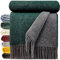 STTS International Wolldecke 100% Schurwolle Wohndecke in versch. Farben 140 x 200 cm Tagesdecke Schurwolldecke Woll-Plaid Tirol (Grau-Grün (Double face), 140 x 200 cm)