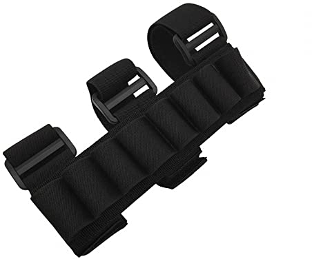 MiOYOOW 8 Rounds Tactical Shotgun Pouchs, Tactical Stock Shell Holder Regolabile Buttstock Shotgun Munizioni per Calibro 12/20