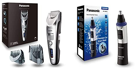 Panasonic Premium Haarschneider ER-SC60, 39 Längeneinstellungen, Haartrimmer 0,5-20 mm, Trimmer für Herren, mit Ladestation, Linearmotor & Nasen/Ohrhaarschneider ER-GN-30K mit Batteriebetrieb