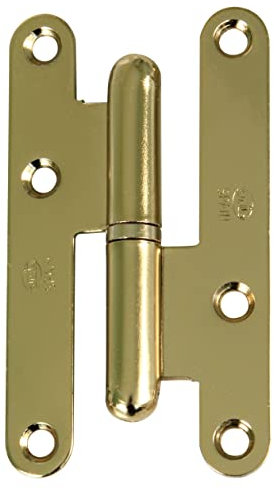 Amig - Pernio a la Derecha - 95 x 52 x 2 mm - Arandela a Presión - Sin Remate - Cantos Redondos - Sujeta Puertas con Firmeza - Acero Lacado Dorado