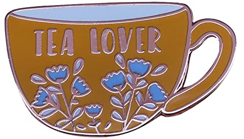 Tea Cup Brooch Tea Lover Words Brooch Flower Enamel Lapel Pin Badge Teaware Brooch for Bag Dress Coat Ornament Accessories DIY craft Jewelry Gift for Women Men Tea Lovers