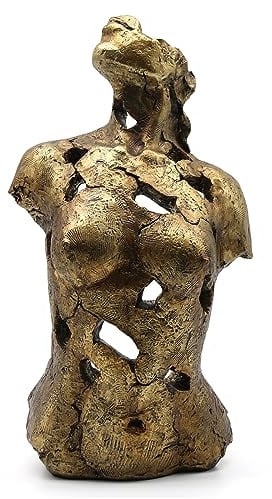 Lukitas Abstrakte weibliche Büste Statue und Skulptur, Dame Figur, Kunstdekor, ästhetisches Ornament für Büro, Wohnzimmer, Schlafzimmer, Gold, Kunstharz, 40,6 cm