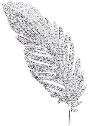 Plume Rétro Broche, Broche Strass Forme Feuille avec Zircone en Perle, Décoratif Broche pour Femme, Décorer Vêtements et Accessoires, pour Mariages, Rendez-Vous