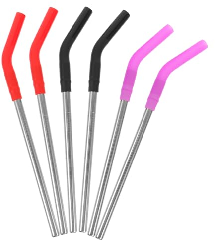 DECHOUS 6 Pezzi Cannuccia in Acciaio Inossidabile Bicchieri Di Paglia Cannucce Giganti Cannucce Da Cocktail Cannucce Per Frullati Jumbo Gel Di Silice Metallo 16c Punta Della Pipetta