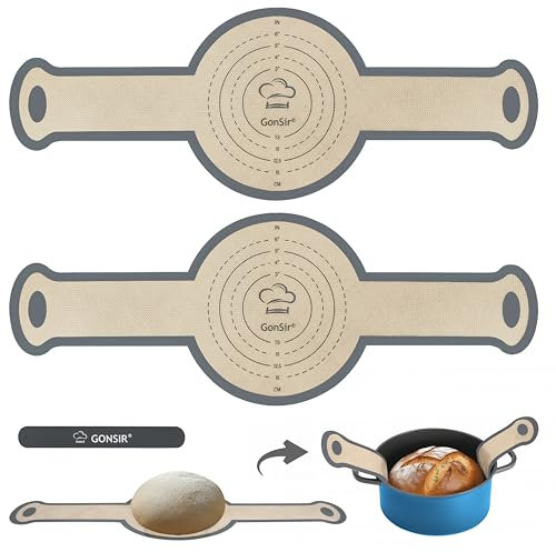 gonsir Silicone Bread Sling for Dutch Oven, 2 PCS Non-Stick & Easy Clean Reusable Silicone Bread Baking Mat with Long Handles (2)