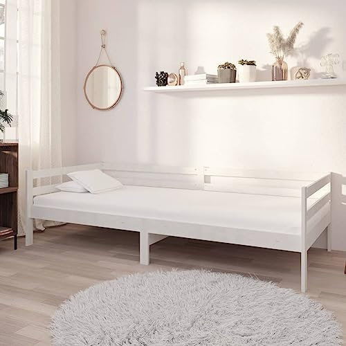 DYRJDJWIDHW tagesbett,Outdoor Bett,schrankbett,sofabett,schrankbett,Geeignet für SchlafzimmerTagesbett mit Schubladen Weiß 90x200 cm Massives Kiefernholz