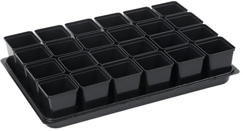 Tymar 24x Anzuchttöpfe mit Untersetzer, Blumentopf mit Pflanzschalen, mit Tablett, Shuttle-Trageschalen (Anzuchttöpfe 7x7 + Untersetzer, 1 Pack)