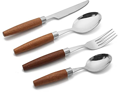 Juego de Cubiertos, Juego de Cubiertos para 12 Personas, 48 Piezas. Juegos de Cubiertos de Lujo, Cubiertos de Mesa Elegantes y Pulidos con Espejo para el Hogar/Cenas Importantes Plata-