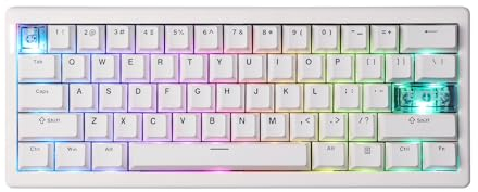 MechLands CIDOO QK61 V2 VIA Programmable 60% Keyboard, Wireless Gaming Tastatur, Hot Swappable Custom Keyboard, Mechanische Dichtungstastatur mit PC-Platte, RGB, 3000mAh Batterie für Win/Mac (Weiß)