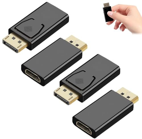 1080P DisplayPort to HDMI Adapter, 4 Pieces DisplayPort to HDMI Adapter, 1080P DP to HDMI Converter with Audio Transmission and Maximum Resolution, Compatible with HP HDTV Monitor, Projector, Desktop