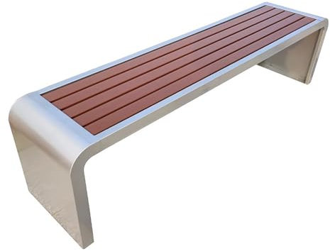 WilkSxyc Gartenbank für Draußen Aus Edelstahl und Kunststoff Holz, Wasserfeste Parkbank, Rückenfreie Bank für Zwei Personen, für Hinterhof, Terrasse, Rasen, Poolrand(100x40x45cm)