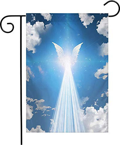 Garten Flaggen Träger Engel Geflügelten Wolken Zeichen Herold Furchterregende Stärke Symbole Versteckten Flügel Himmlische Macht Personality Flags Feiertage Flags Weatherproof Für 30x45cm