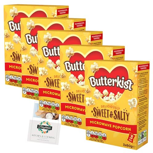 Microwave Popcorn Bundle with Butterkist Sweet & Salted Microwave Popcorn (3 x 60g) 5 Pack + Brightdale Kitchen Booklet