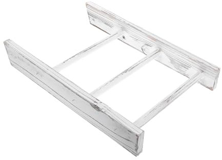 Happyyami Escalera Miniatura para Toallas De Baño Blanca, Tamaño Pequeño, Madera, Diseño Rústico Funcional, Adecuado para Decoración De Baño y Cocina, Soporte Compacto para Paños