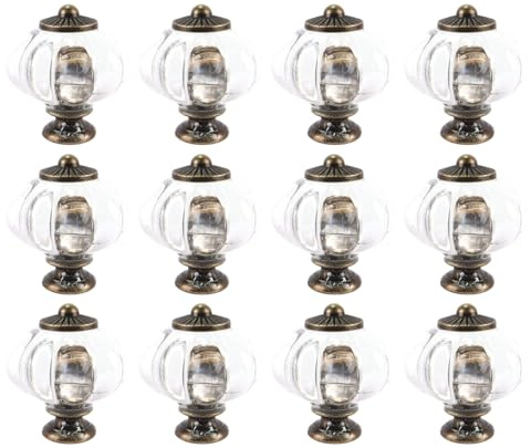 Enwye Lot de 12 Boutons de Placard Transparents en Forme de Citrouille, Style Antique, pour Cuisine, Salle de Bain ou Salon