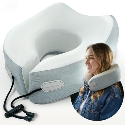 sei Design Nackenkissen Flugzeug aus Memory Foam – ergonomisches Reisekissen mit waschbarem Oeko-TEX Bezug & verstellbarem Verschluss – Grau